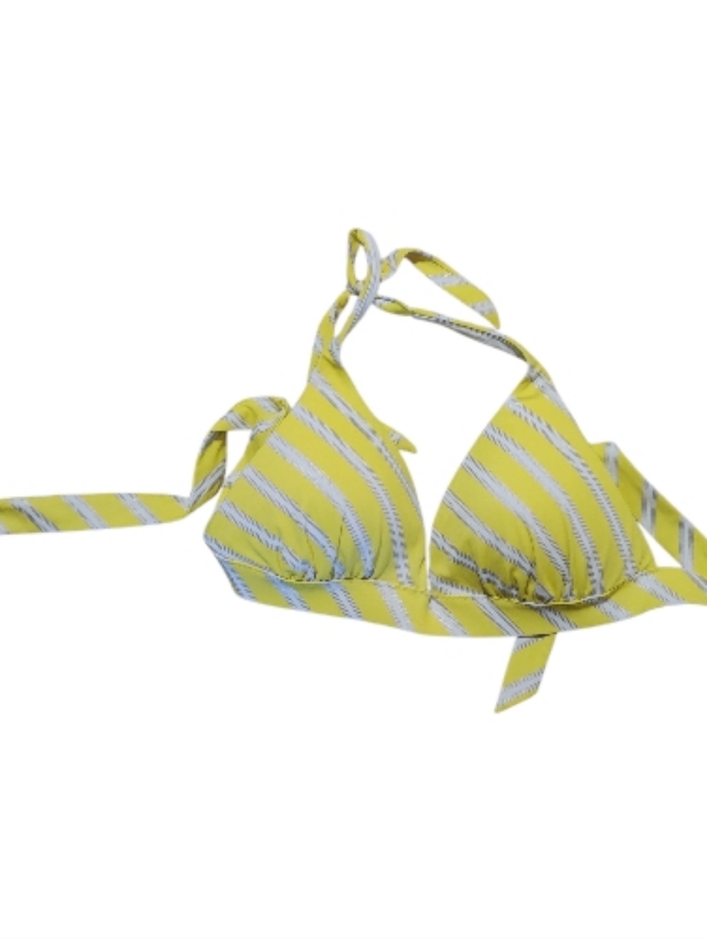 Victoria's Secret Yellow Striped Halter Bikini Top, Size Large